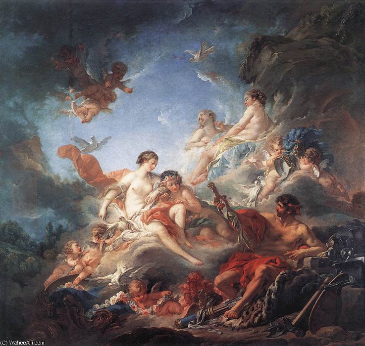 Wikioo.org - Die Enzyklopädie bildender Kunst - Malerei, Kunstwerk von François Boucher - Vulkan darbietend  Venus  mit  Arme  für  Äneas