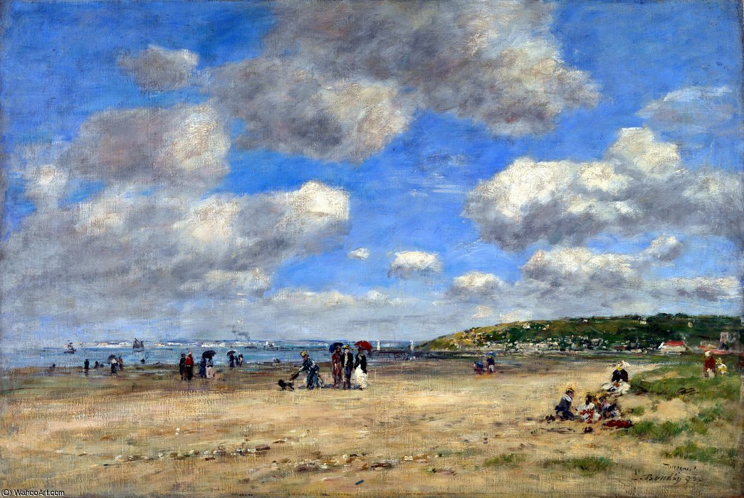 Wikioo.org - The Encyclopedia of Fine Arts - Painting, Artwork by Eugène Louis Boudin - The Beach at Tourgéville-les-Sablons