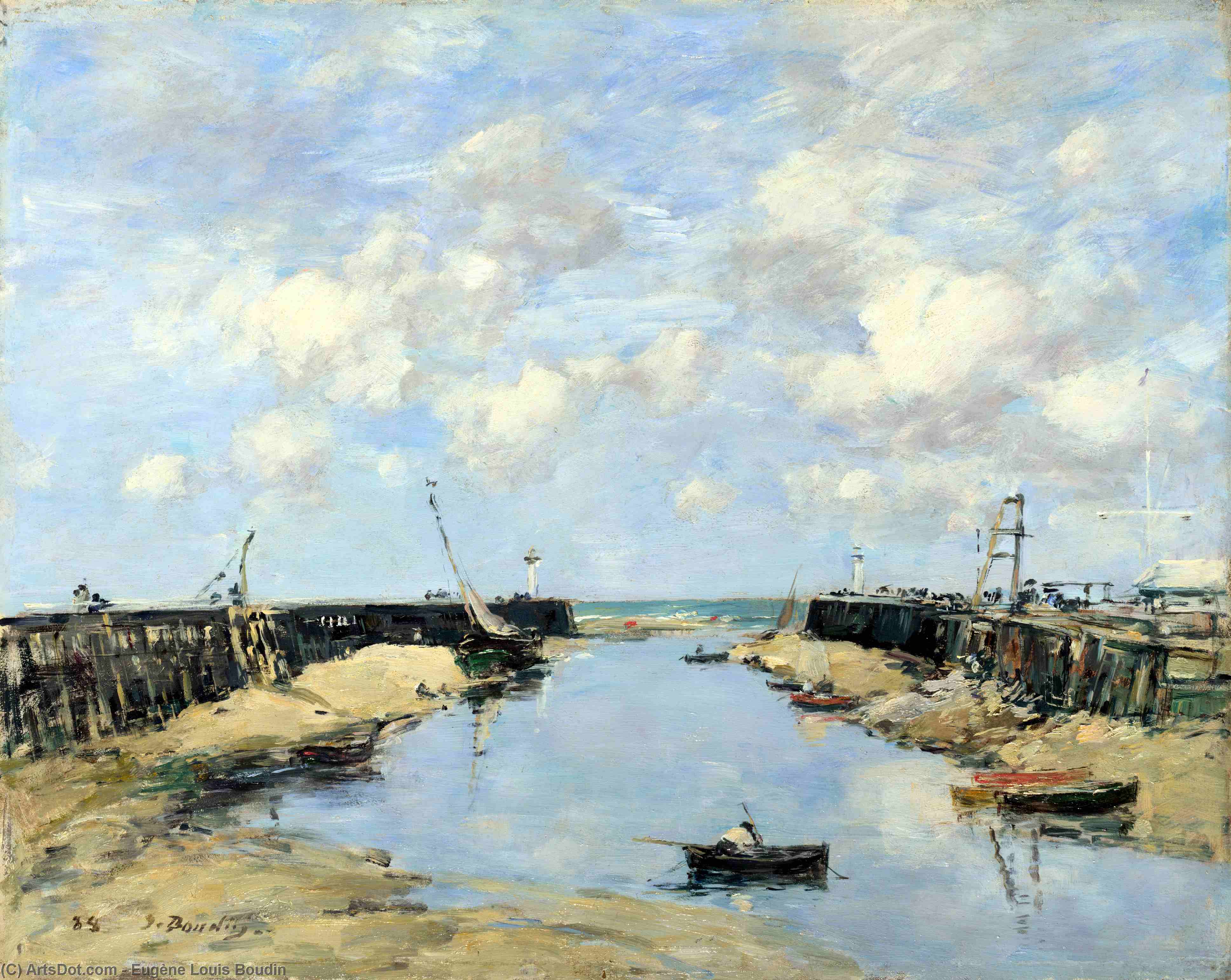 Wikioo.org - The Encyclopedia of Fine Arts - Painting, Artwork by Eugène Louis Boudin - The Entrance to Trouville Harbour