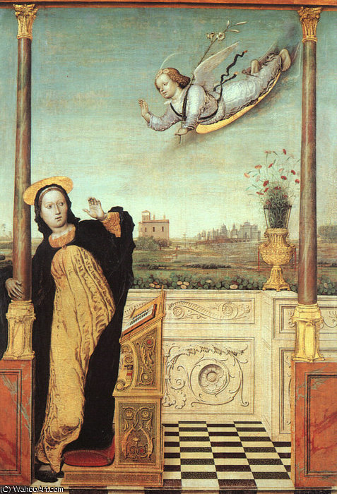 Wikioo.org - Encyklopedia Sztuk Pięknych - Malarstwo, Grafika Carlo Braccesco - The Annunciation, central panel of a triptych