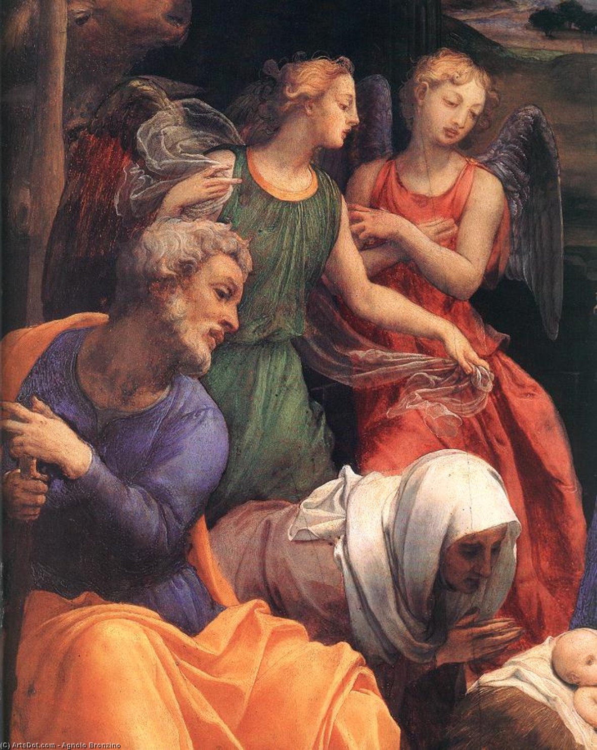 WikiOO.org - Encyclopedia of Fine Arts - Målning, konstverk Agnolo Bronzino - Adoration of the Shepherds (detail)