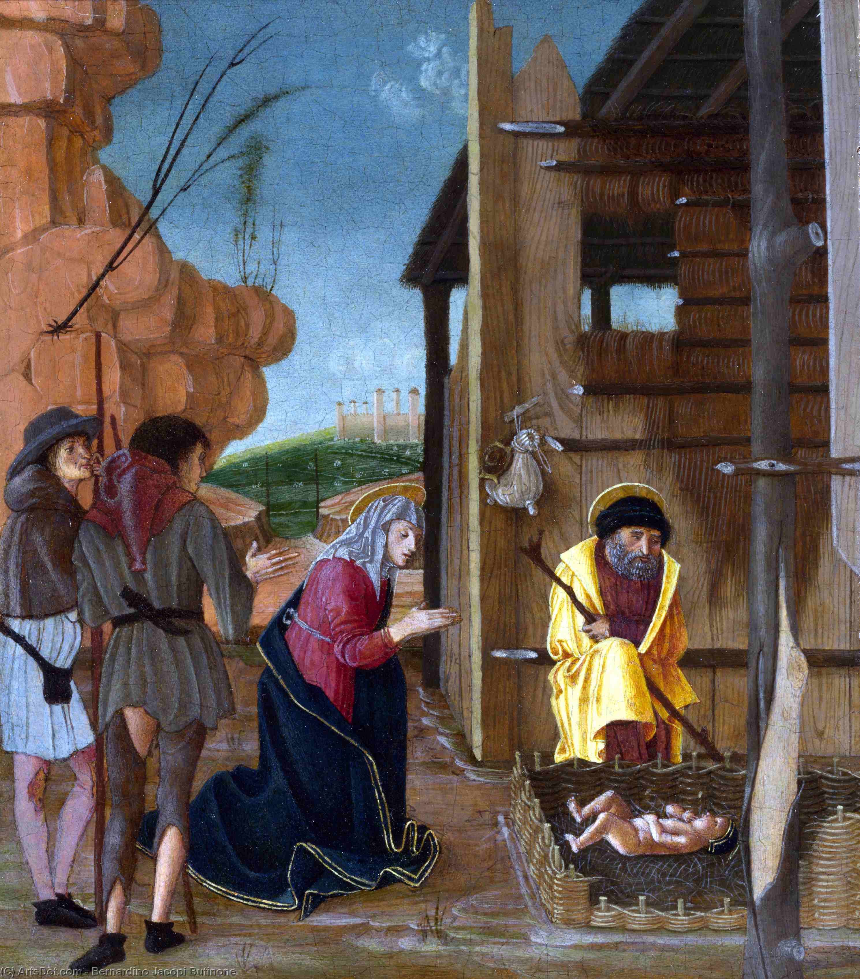 Wikioo.org - The Encyclopedia of Fine Arts - Painting, Artwork by Bernardino Jacopi Butinone - The Adoration of the Shepherds