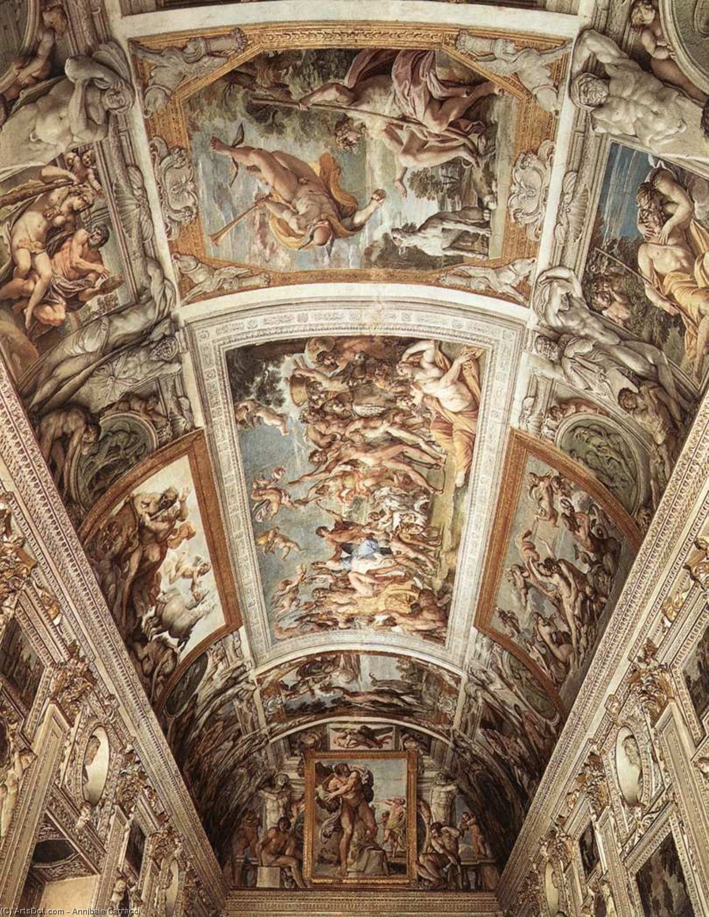 Wikioo.org - The Encyclopedia of Fine Arts - Painting, Artwork by Annibale Carracci - frescoes-Ceiling fresco
