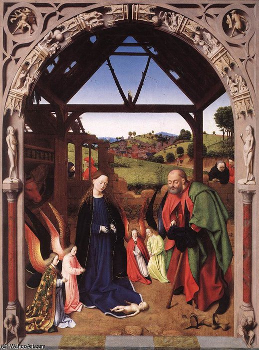 Wikoo.org - موسوعة الفنون الجميلة - اللوحة، العمل الفني Petrus Christus - The Nativity