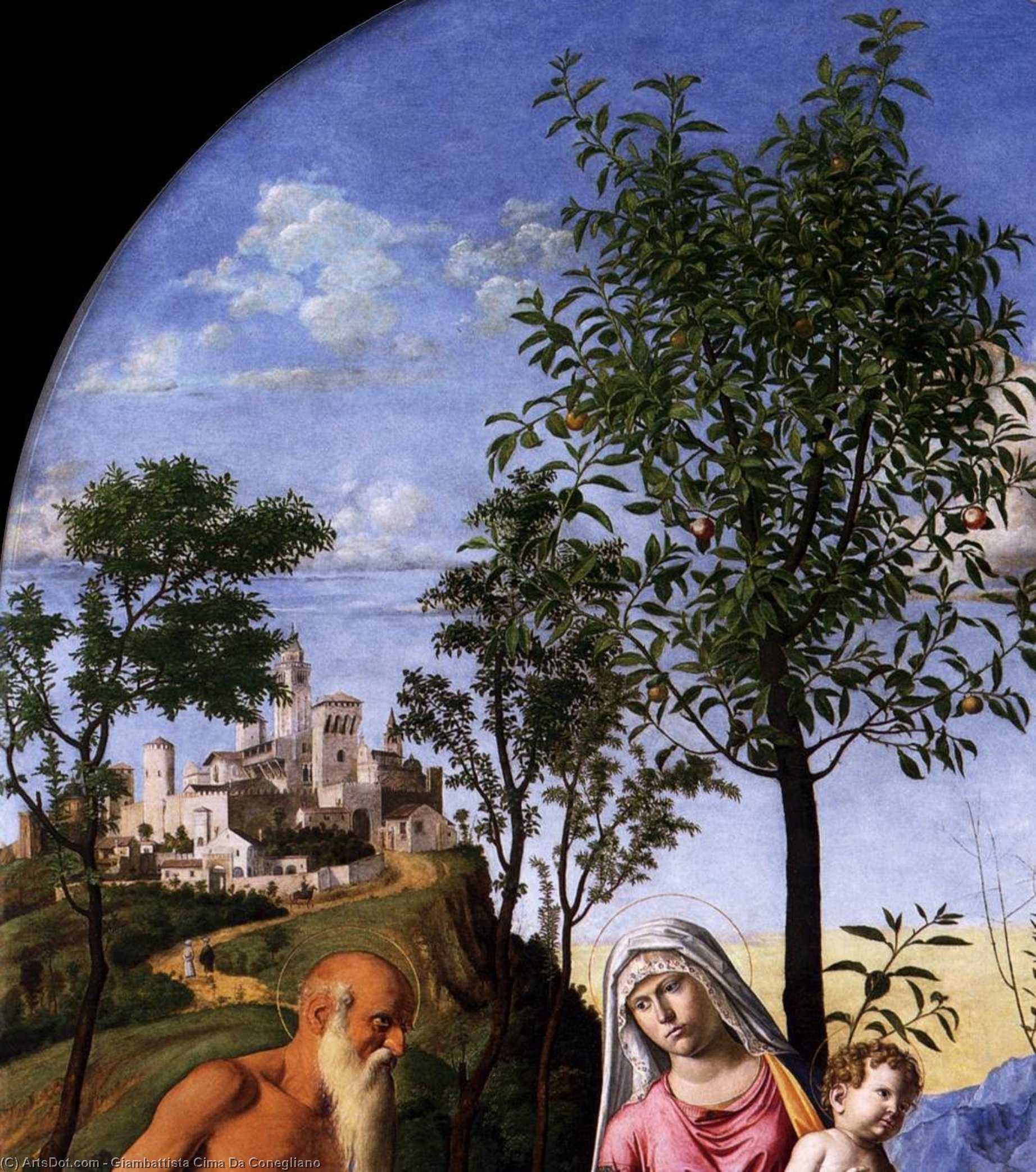 WikiOO.org – 美術百科全書 - 繪畫，作品 Giovanni Battista Cima Da Conegliano - 麦当娜 的  橙子  树  详细