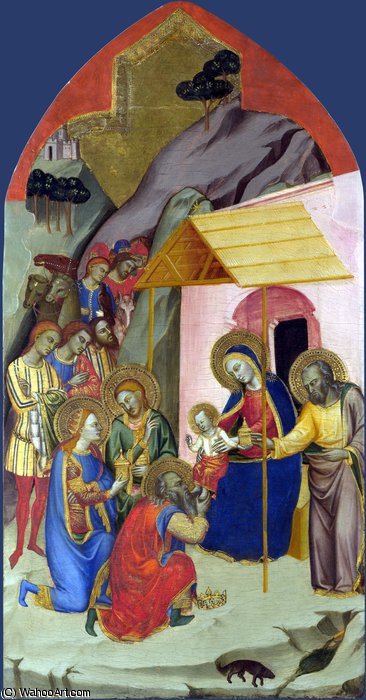 Wikioo.org - สารานุกรมวิจิตรศิลป์ - จิตรกรรม Jacopo Di Cione - The Adoration of the Kings