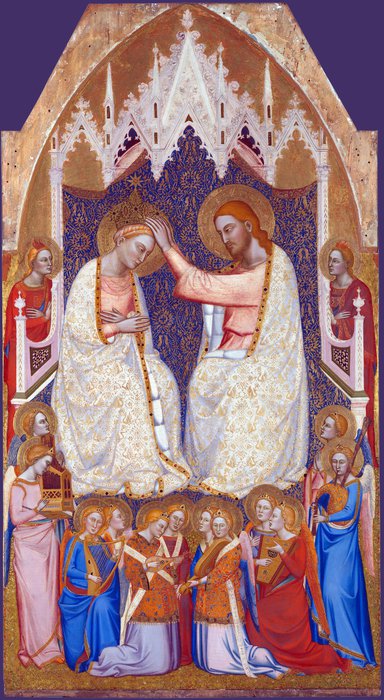 Wikioo.org - The Encyclopedia of Fine Arts - Painting, Artwork by Jacopo Di Cione - The Coronation of the Virgin - Central Main Tier Panel