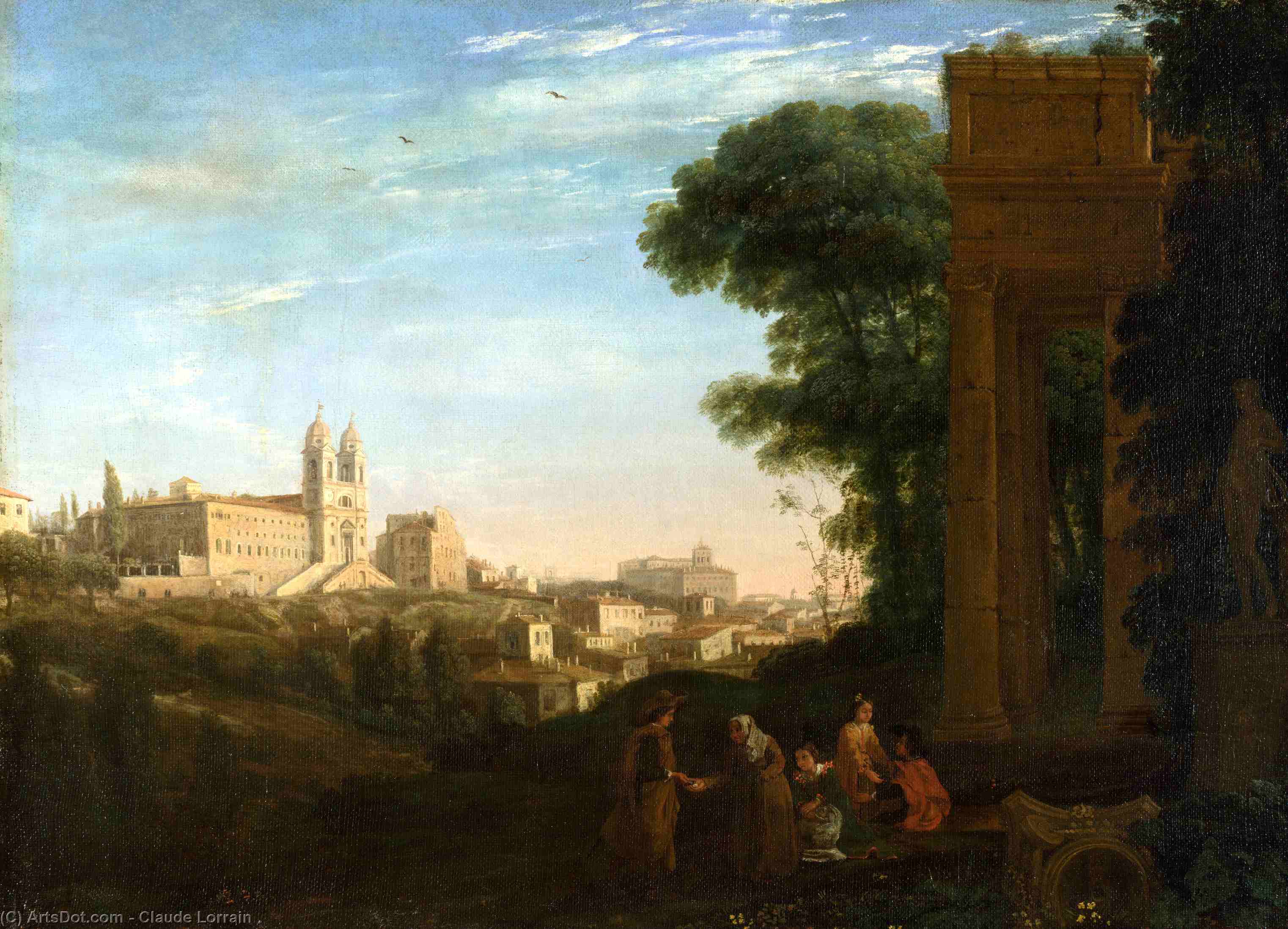 Wikioo.org - สารานุกรมวิจิตรศิลป์ - จิตรกรรม Claude Lorrain (Claude Gellée) - A View in Rome