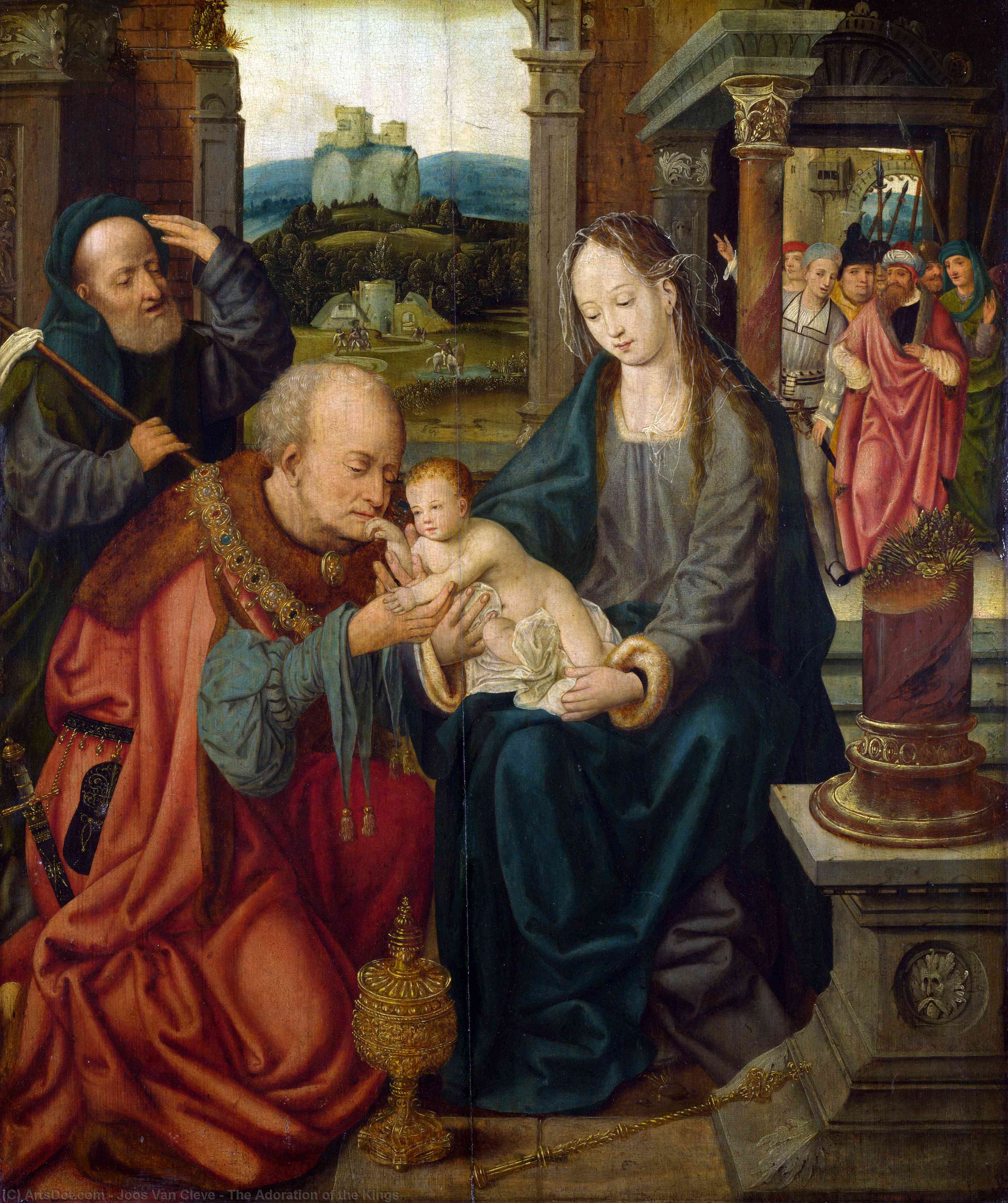 Wikioo.org - The Encyclopedia of Fine Arts - Painting, Artwork by Joos Van Cleve - The Adoration of the Kings
