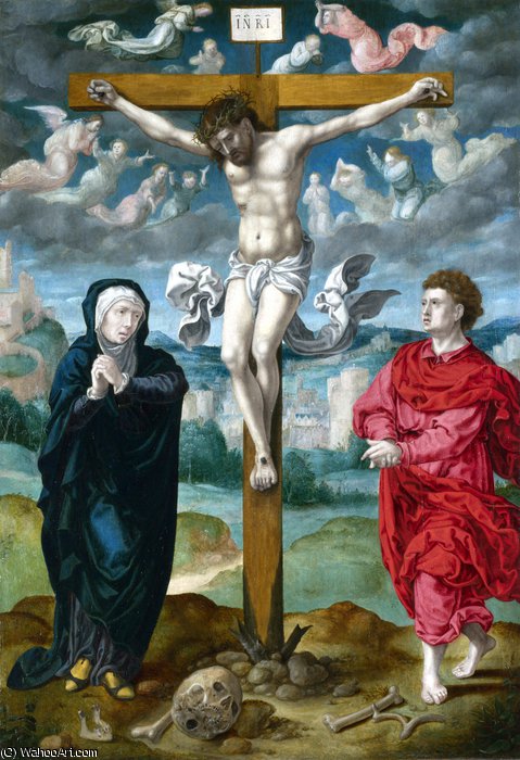 Wikioo.org – La Enciclopedia de las Bellas Artes - Pintura, Obras de arte de Pieter Coecke Van Aelst - La crucifixión - panel central