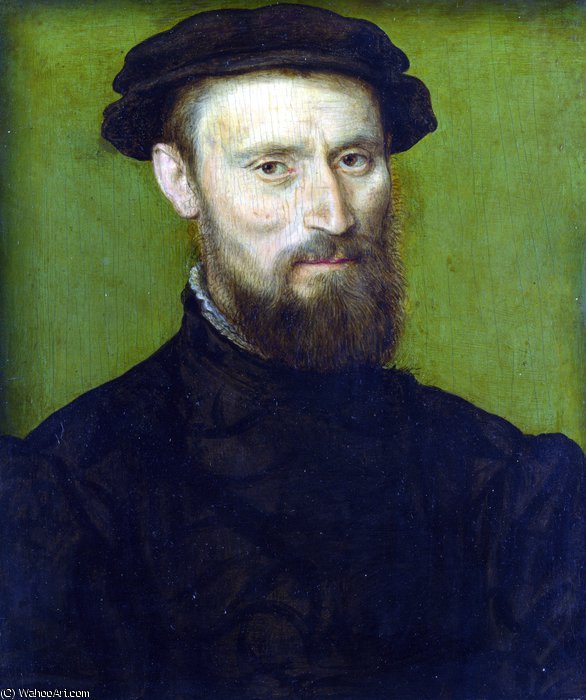 WikiOO.org - Encyclopedia of Fine Arts - Lukisan, Artwork Corneille De Lyon - Bust Portrait of a Man