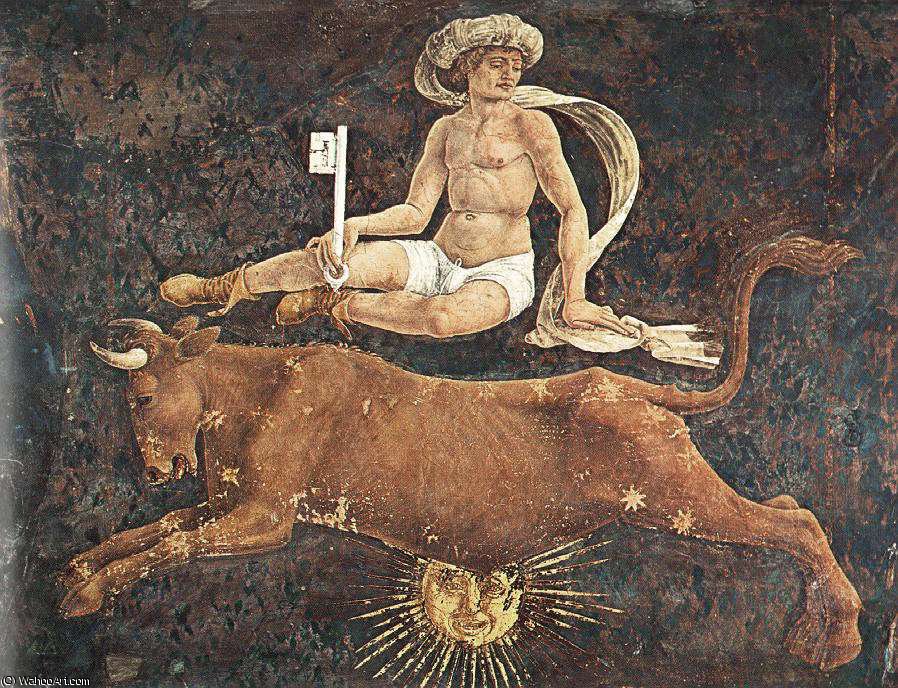 Wikioo.org – La Enciclopedia de las Bellas Artes - Pintura, Obras de arte de Francesco Del Cossa - Schifanoia - abril y mayo - Triunfo de Venus (detalle) 2