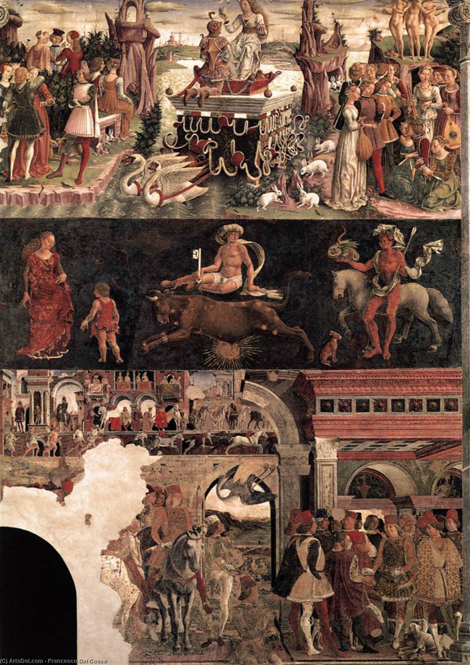 Wikioo.org - The Encyclopedia of Fine Arts - Painting, Artwork by Francesco Del Cossa - Schifanoia - April and May - Triumph of Venus