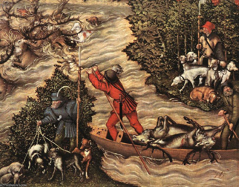 WikiOO.org - Enciclopédia das Belas Artes - Pintura, Arte por Lucas Cranach The Younger - Staghunt of Prince Johann Friedrich (detail)