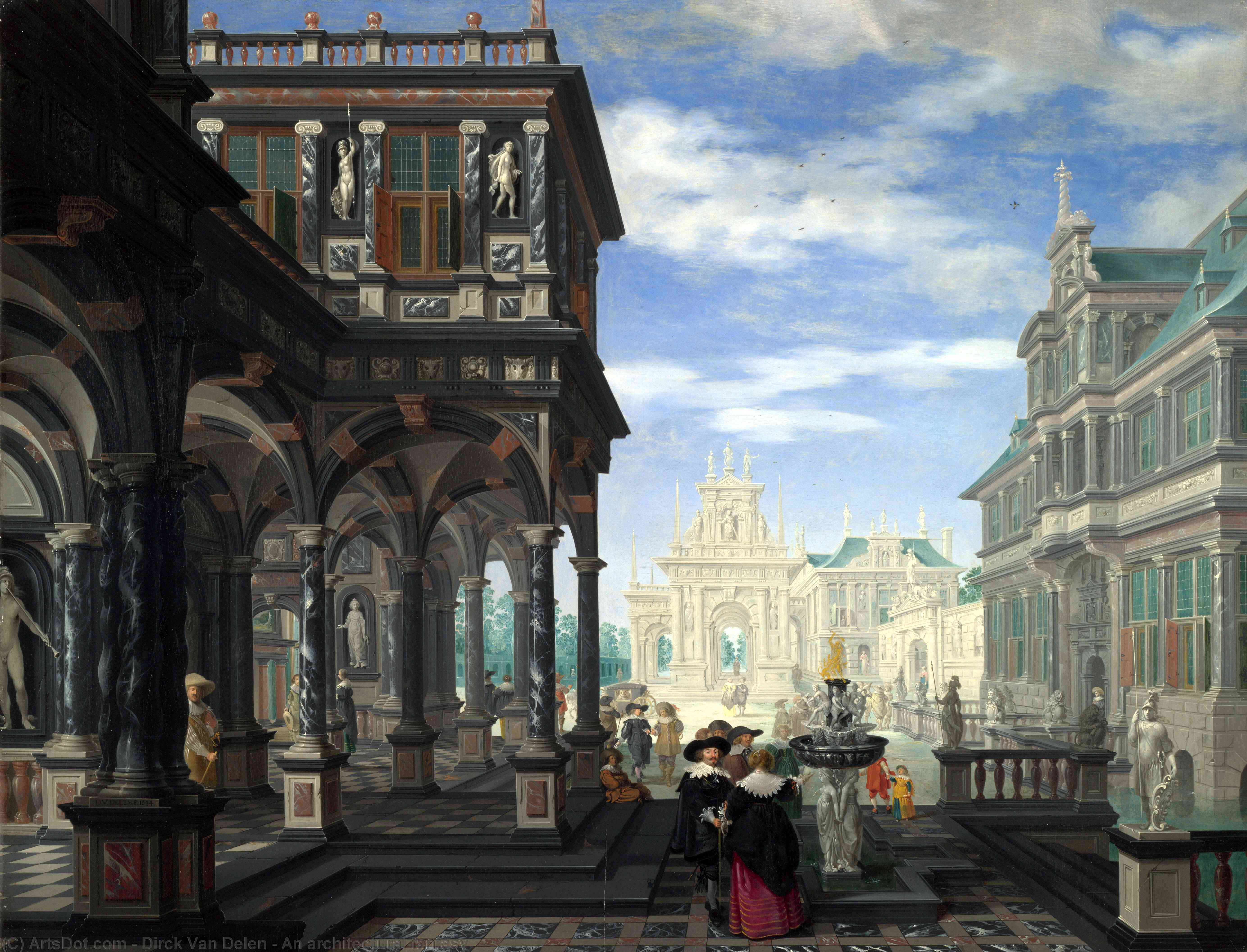 Wikioo.org - The Encyclopedia of Fine Arts - Painting, Artwork by Dirck Van Delen - An architectural fantasy