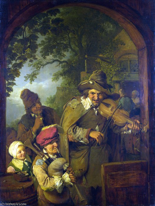 Wikioo.org - The Encyclopedia of Fine Arts - Painting, Artwork by Christian Wilhelm Ernst Dietrich Dietrich - The wandering musicians