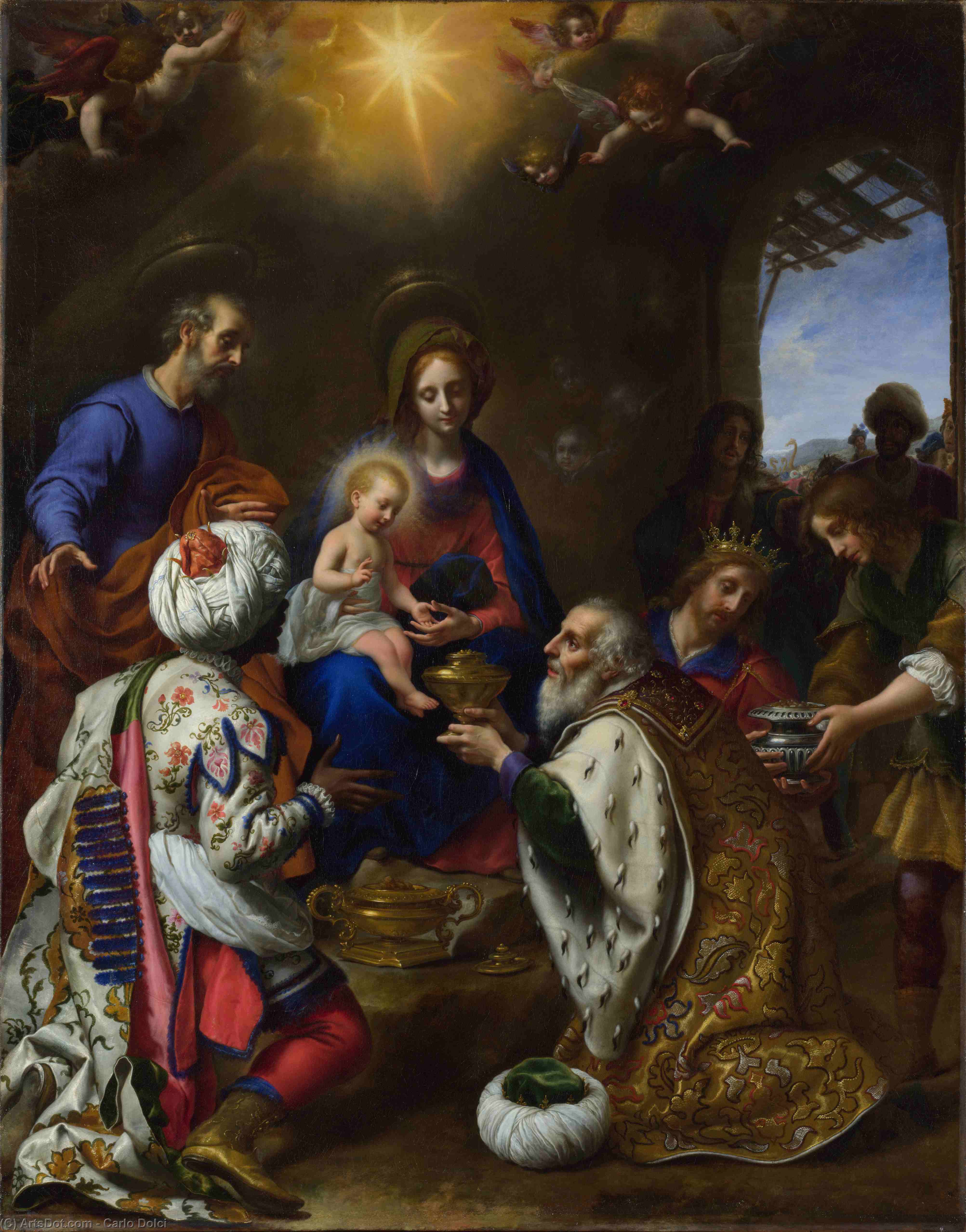 Wikioo.org - Bách khoa toàn thư về mỹ thuật - Vẽ tranh, Tác phẩm nghệ thuật Carlo Dolci - The Adoration of the Kings