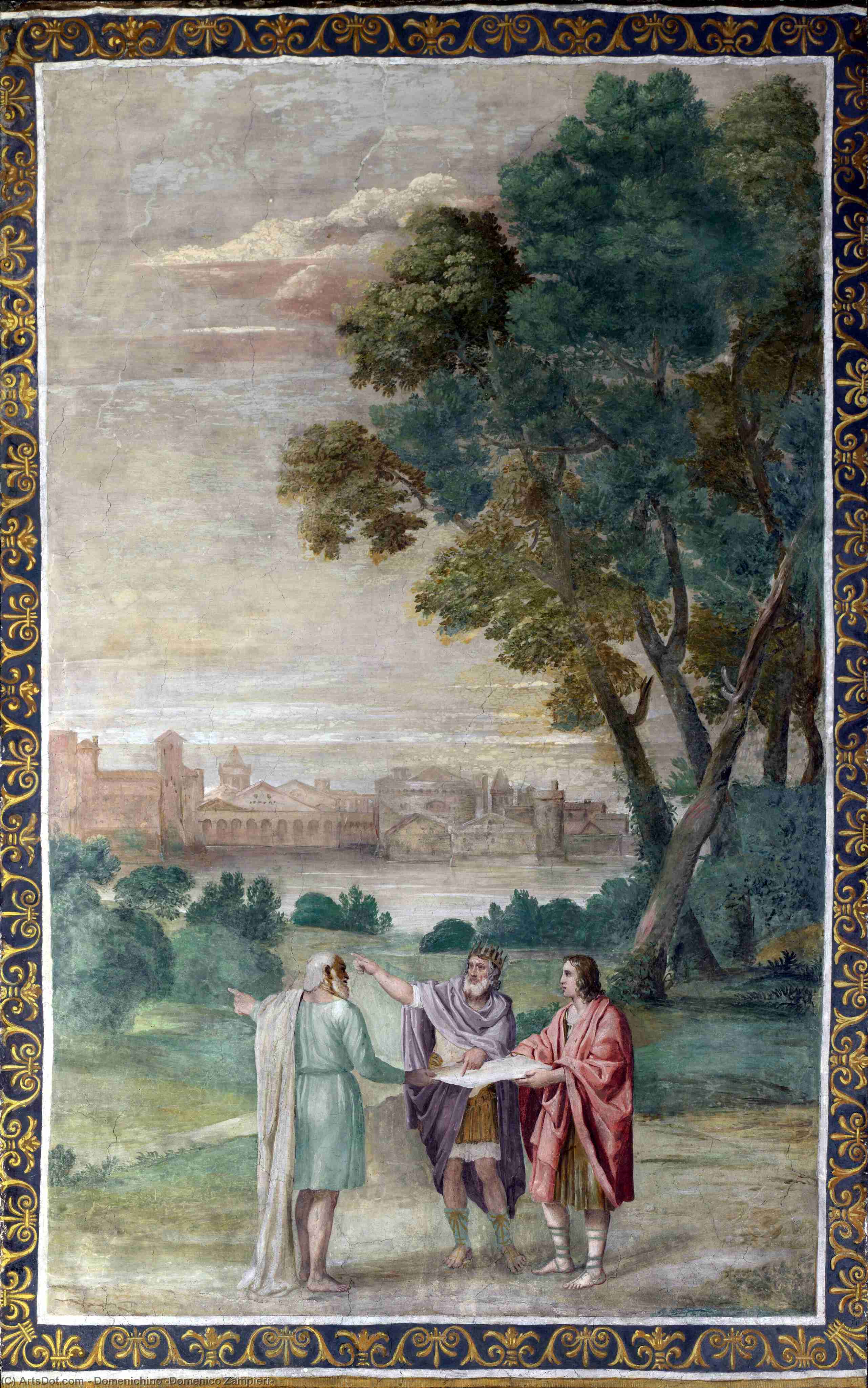 Wikioo.org - The Encyclopedia of Fine Arts - Painting, Artwork by Domenichino (Domenico Zampieri) - Apollo and Neptune advising Laomedon