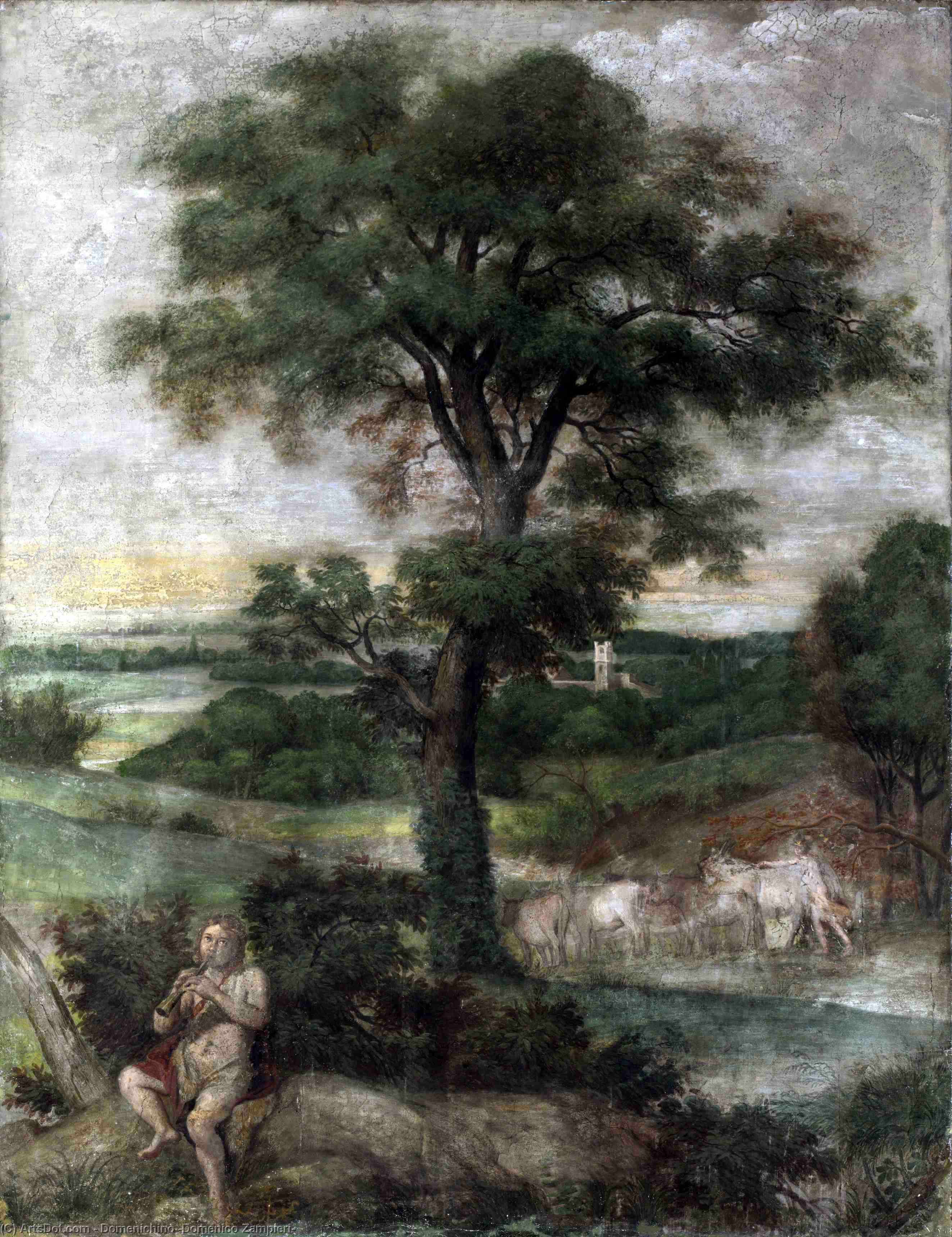Wikioo.org - The Encyclopedia of Fine Arts - Painting, Artwork by Domenichino (Domenico Zampieri) - Mercury stealing the Herds of Admetus