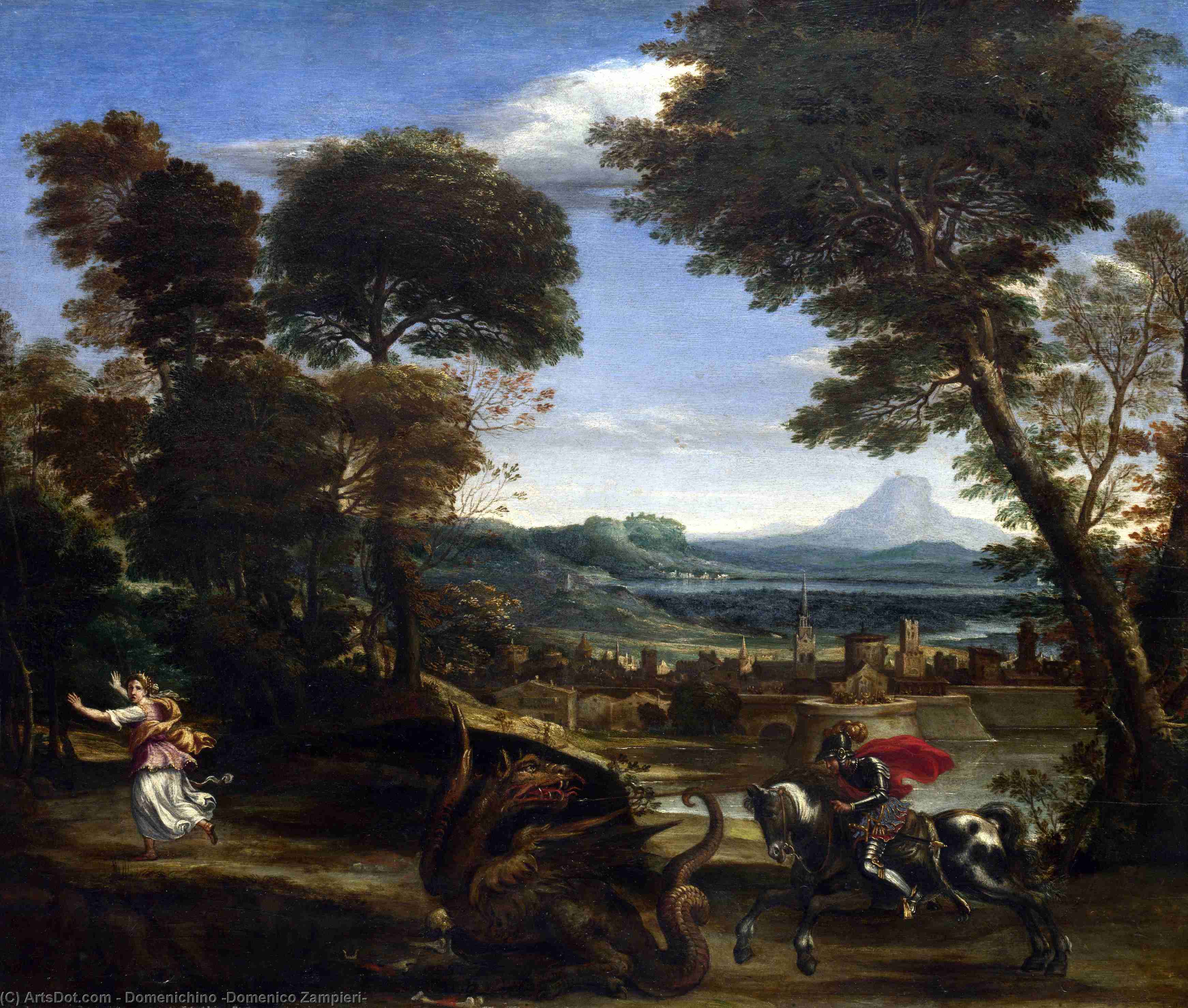WikiOO.org - Encyclopedia of Fine Arts - Maleri, Artwork Domenichino (Domenico Zampieri) - Saint George killing the Dragon