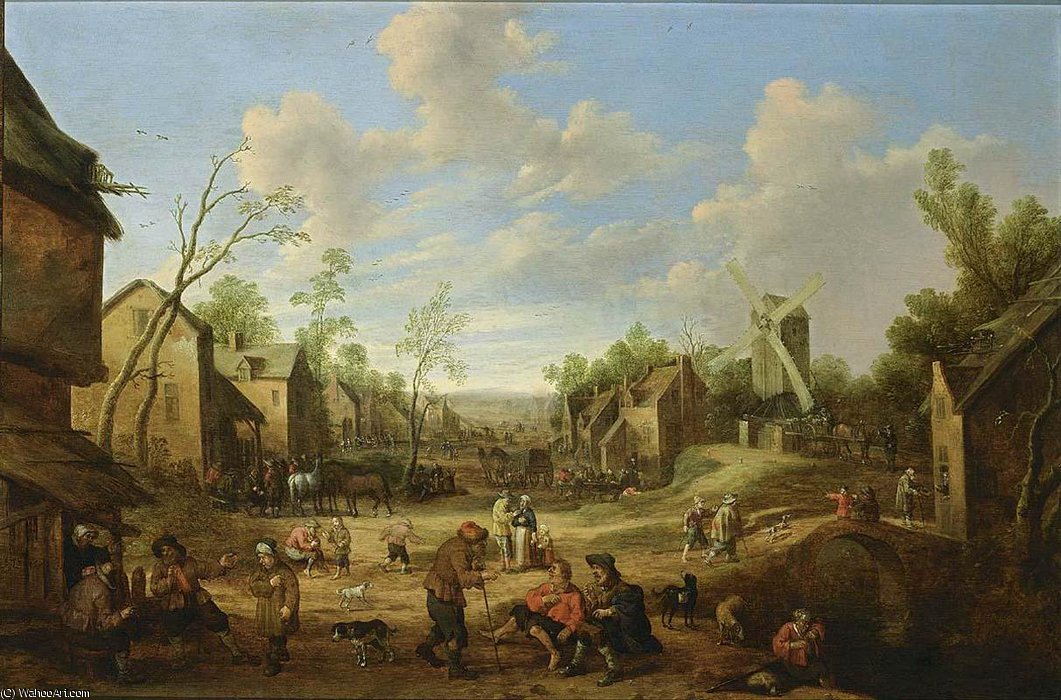 Wikioo.org - The Encyclopedia of Fine Arts - Painting, Artwork by Joost Cornelisz Droochsloot - Village street