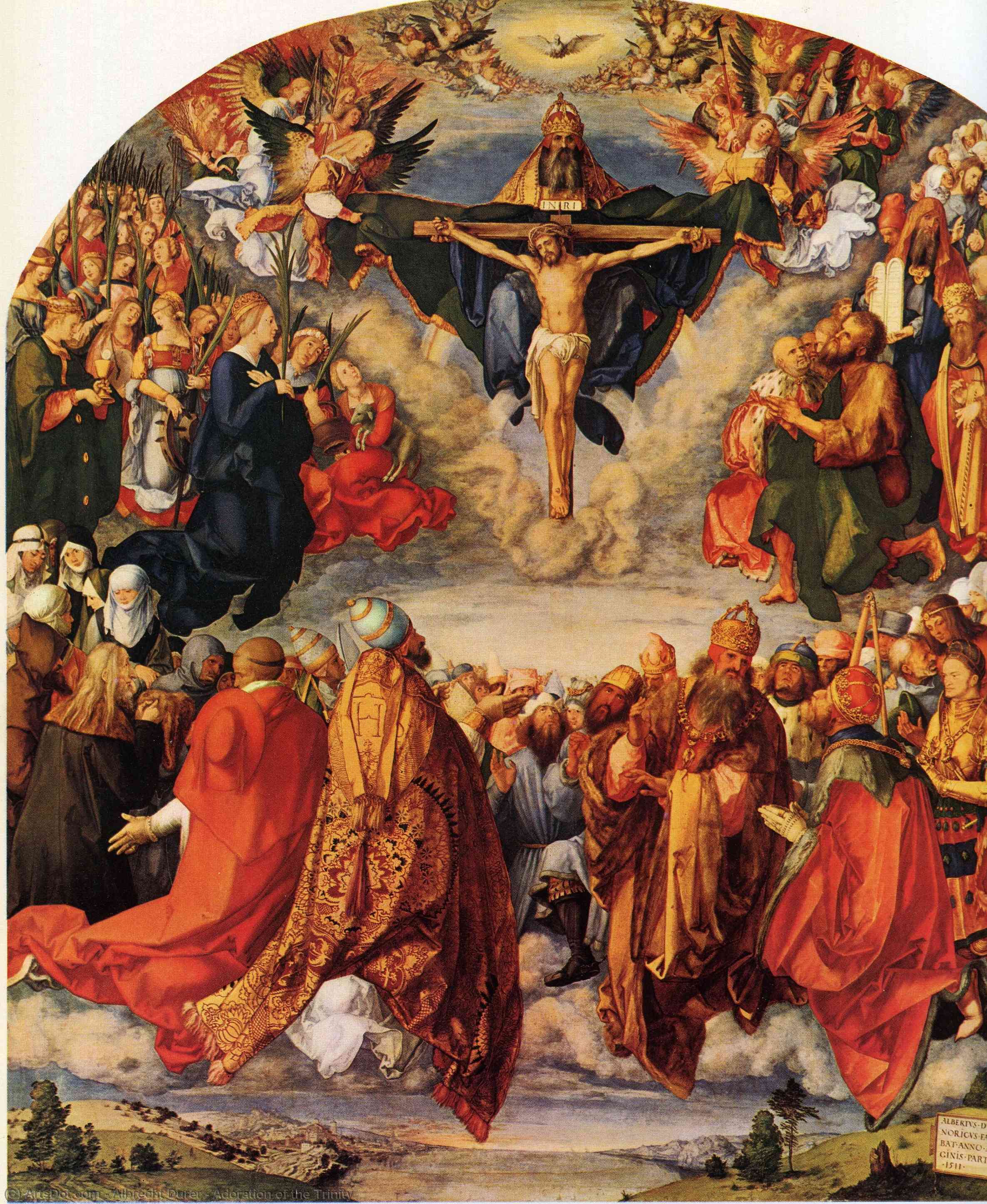 Wikioo.org - The Encyclopedia of Fine Arts - Painting, Artwork by Albrecht Durer - Adoration of the Trinity
