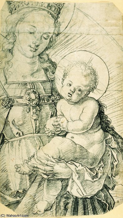 WikiOO.org - Encyclopedia of Fine Arts - Maleri, Artwork Albrecht Durer - Madonna and the Child