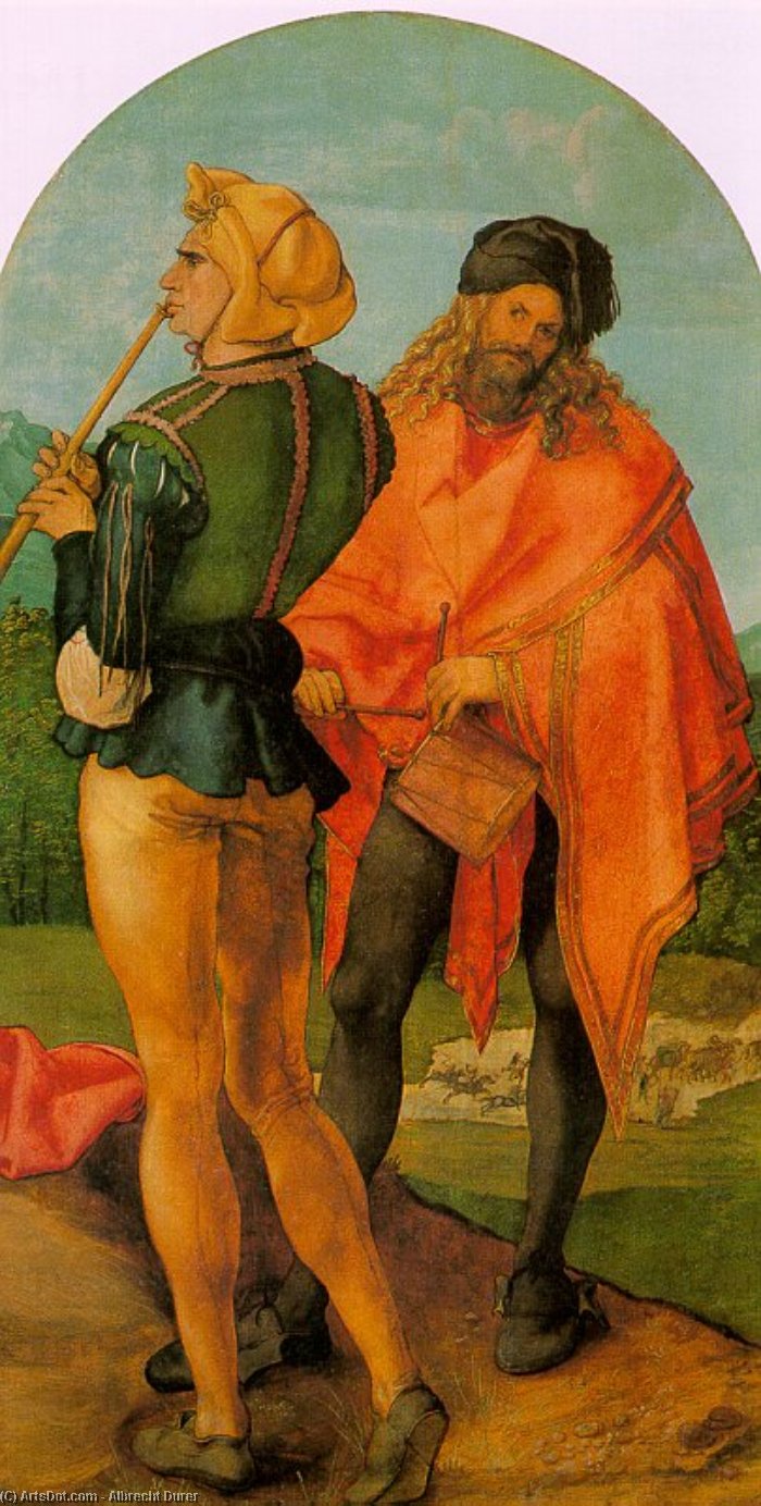 Wikioo.org - The Encyclopedia of Fine Arts - Painting, Artwork by Albrecht Durer - Piper and Drummer