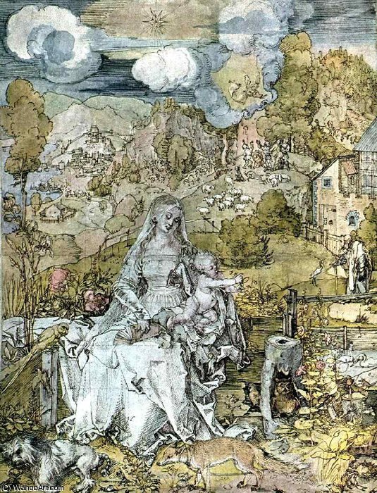 WikiOO.org - Encyclopedia of Fine Arts - Maleri, Artwork Albrecht Durer - Virgin with a Multitude of Animals