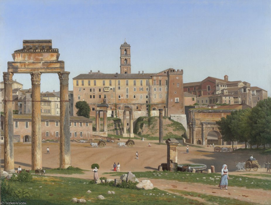 Wikioo.org - สารานุกรมวิจิตรศิลป์ - จิตรกรรม Christoffer Wilhelm Eckersberg - View of the Forum in Rome