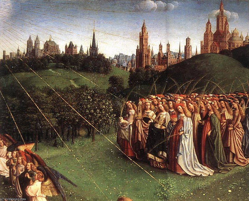 Wikioo.org - The Encyclopedia of Fine Arts - Painting, Artwork by Jan Van Eyck - The Ghent Altarpiece Adoration of the Lamb d top right