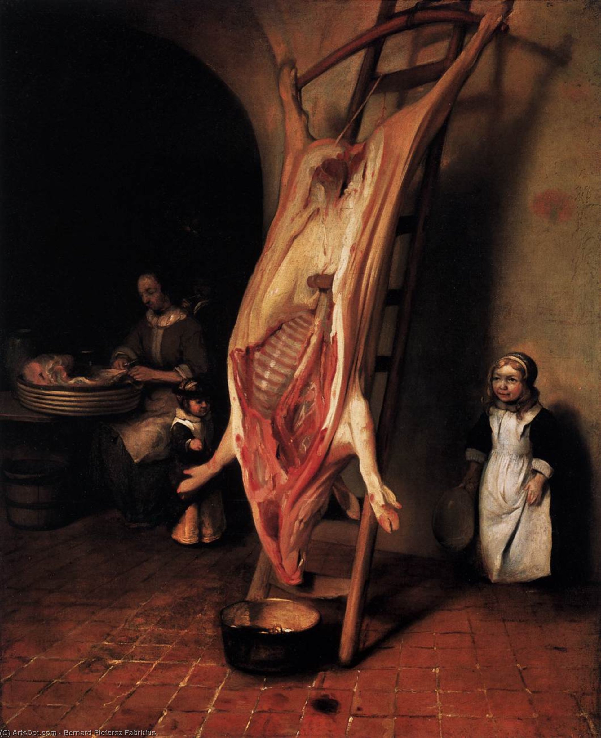 Wikioo.org - The Encyclopedia of Fine Arts - Painting, Artwork by Bernard Pietersz Fabritius - Barent - the slaughtered pig