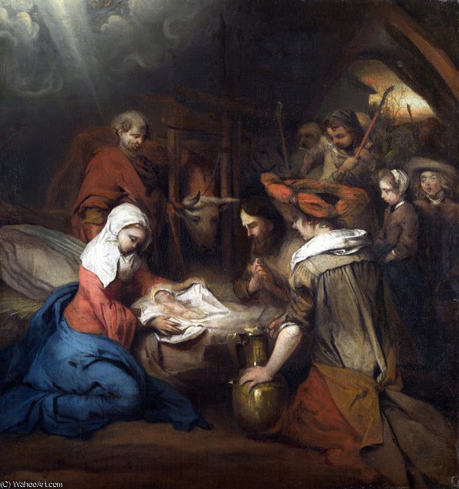 WikiOO.org - 백과 사전 - 회화, 삽화 Bernard Pietersz Fabritius - Barent The Adoration of the Shepherds