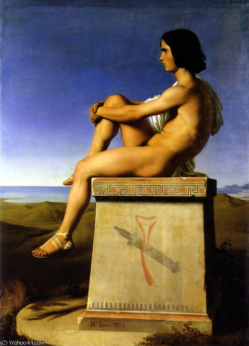 WikiOO.org - Encyclopedia of Fine Arts - Maľba, Artwork Hippolyte Flandrin - Son of Priam Observes the Movement sof the Greeks