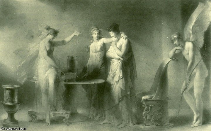 WikiOO.org - Енциклопедия за изящни изкуства - Живопис, Произведения на изкуството Jean-Honoré Fragonard - Psyche and Her two Sisters
