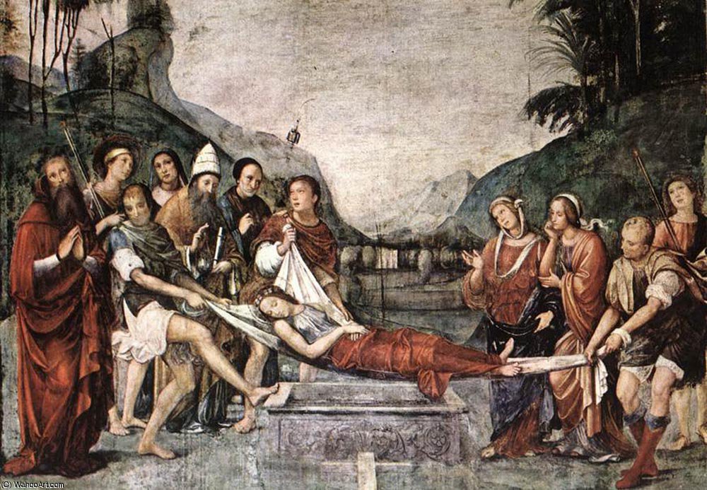 Wikioo.org – La Enciclopedia de las Bellas Artes - Pintura, Obras de arte de Francesco Francia (Francesco Raibolini) - El entierro de Santa Cecilia
