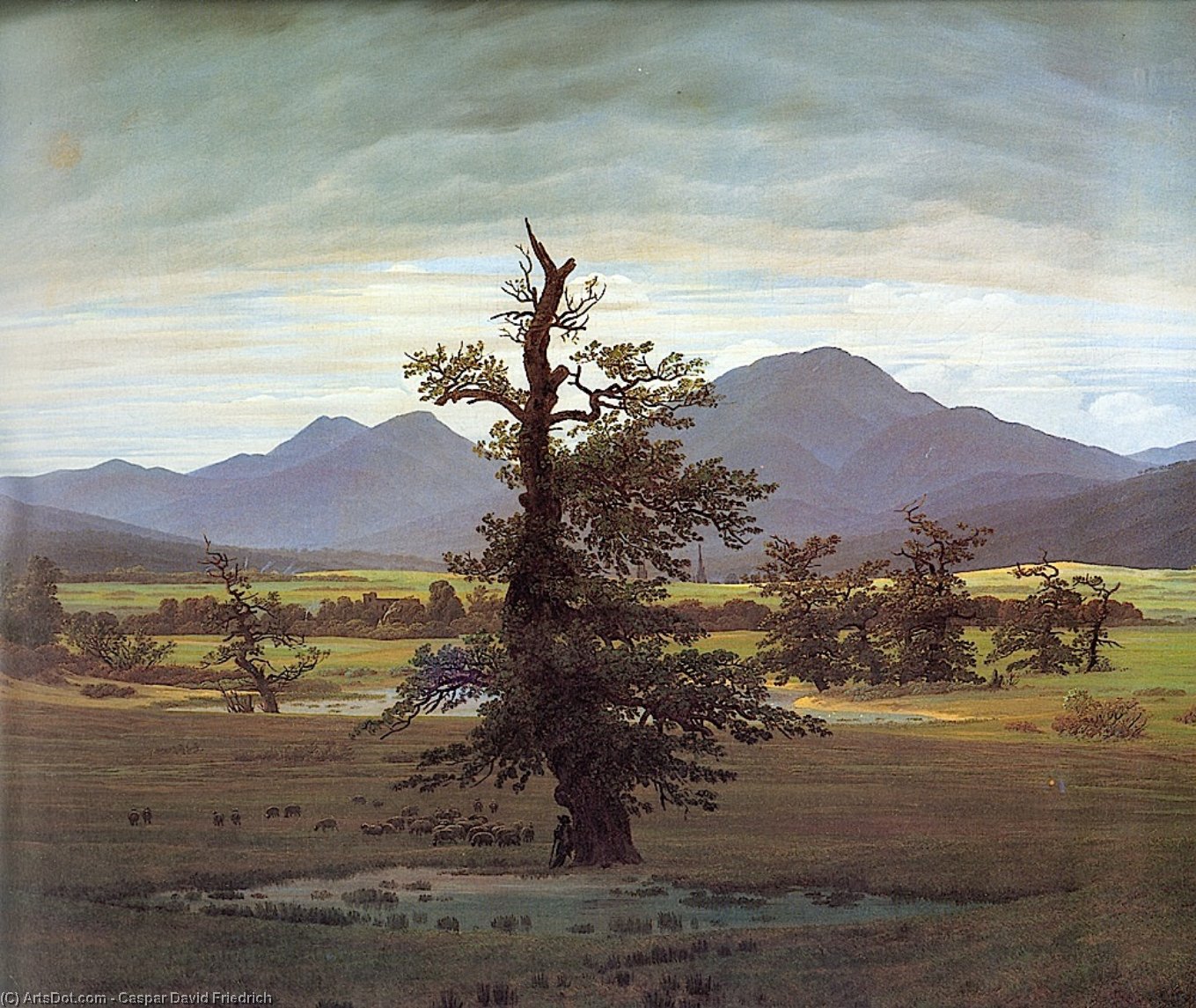 Wikioo.org - The Encyclopedia of Fine Arts - Painting, Artwork by Caspar David Friedrich - Landscape with Solitary Tree