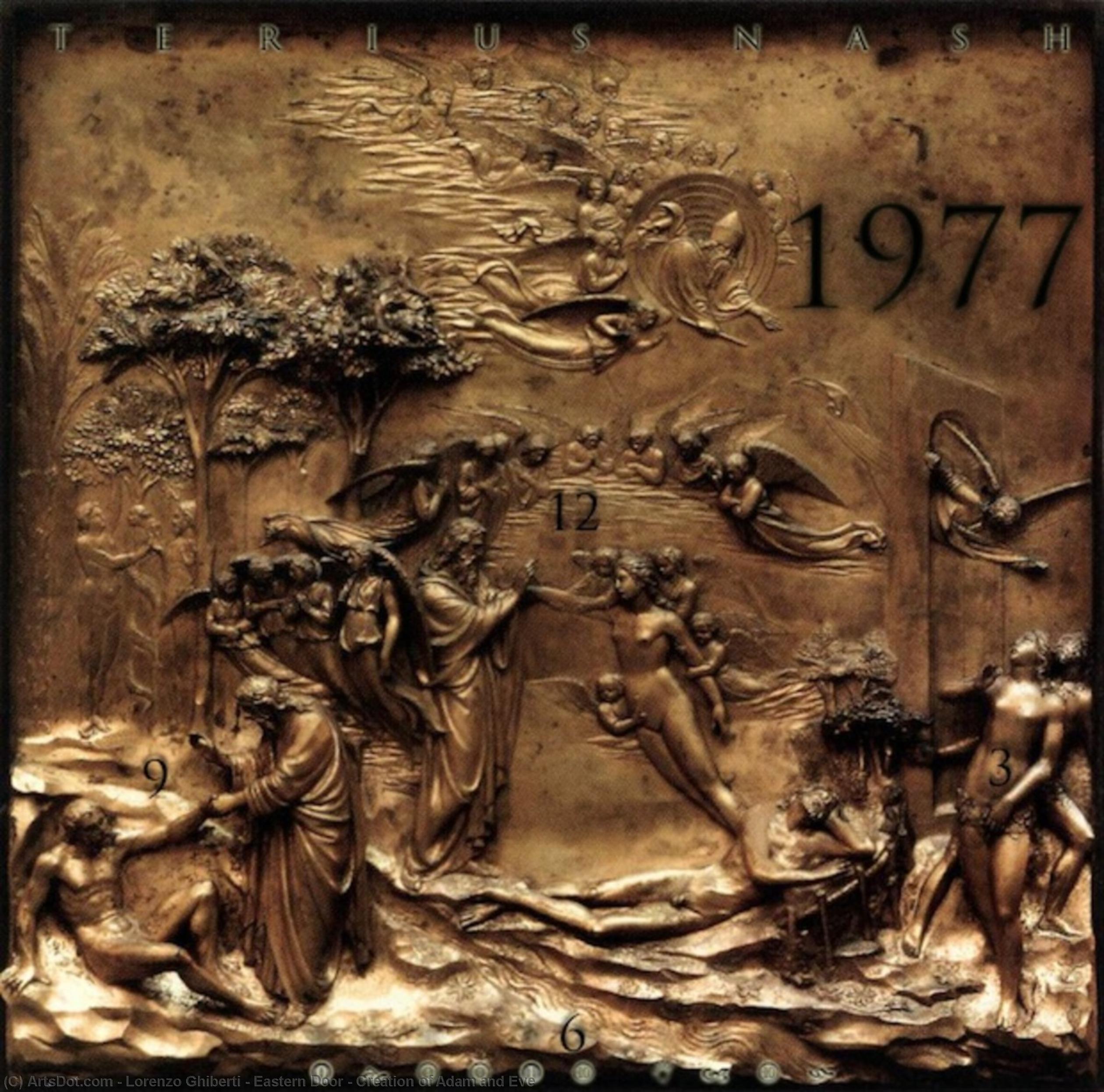 Wikioo.org – L'Encyclopédie des Beaux Arts - Peinture, Oeuvre de Lorenzo Ghiberti - à de lest porte  -   création du  de  Adam et  la veille
