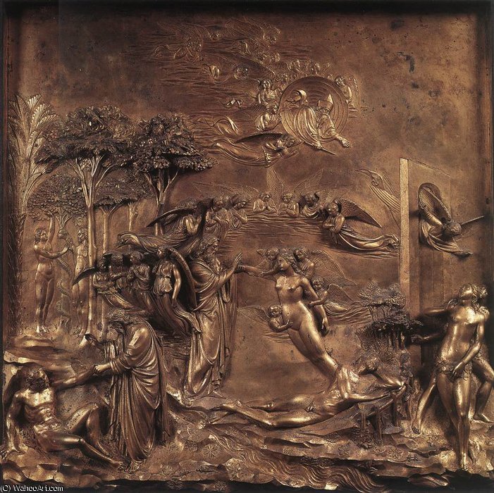 WikiOO.org - Güzel Sanatlar Ansiklopedisi - Resim, Resimler Lorenzo Ghiberti - Eastern Door - The Creation of Adam and Eve