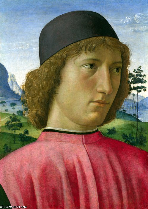 Wikioo.org - The Encyclopedia of Fine Arts - Painting, Artwork by Domenico Ghirlandaio - Portrait of a Young Man in Red