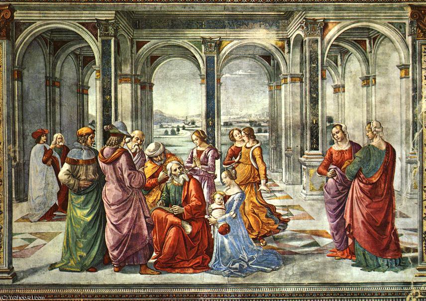 Wikioo.org - The Encyclopedia of Fine Arts - Painting, Artwork by Domenico Ghirlandaio - Zacharias Writes Down the Name of his Soon