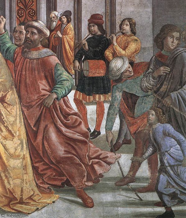 Wikioo.org - The Encyclopedia of Fine Arts - Painting, Artwork by Domenico Ghirlandaio - 1.leftt wall - Marriage of Mary (detail)2