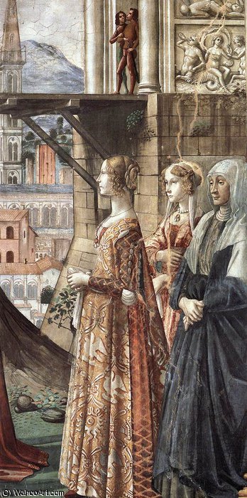 Wikioo.org – La Enciclopedia de las Bellas Artes - Pintura, Obras de arte de Domenico Ghirlandaio - Pared 2.Right - Visitación (detalle) 3