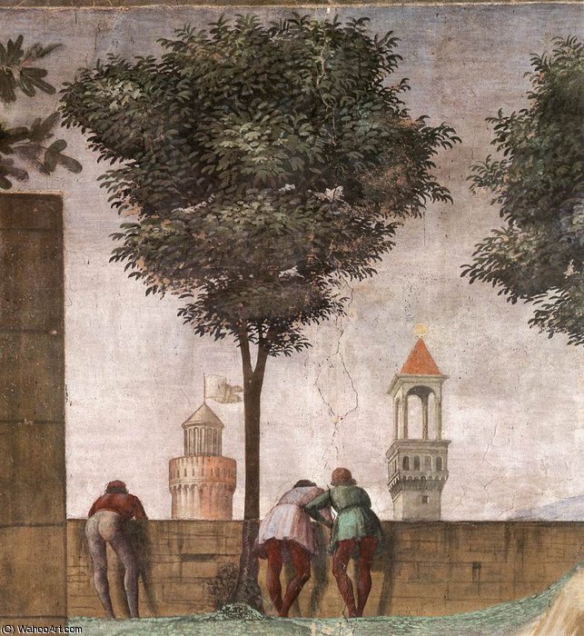 Wikioo.org - The Encyclopedia of Fine Arts - Painting, Artwork by Domenico Ghirlandaio - 2.right wall - Visitation (detail)4