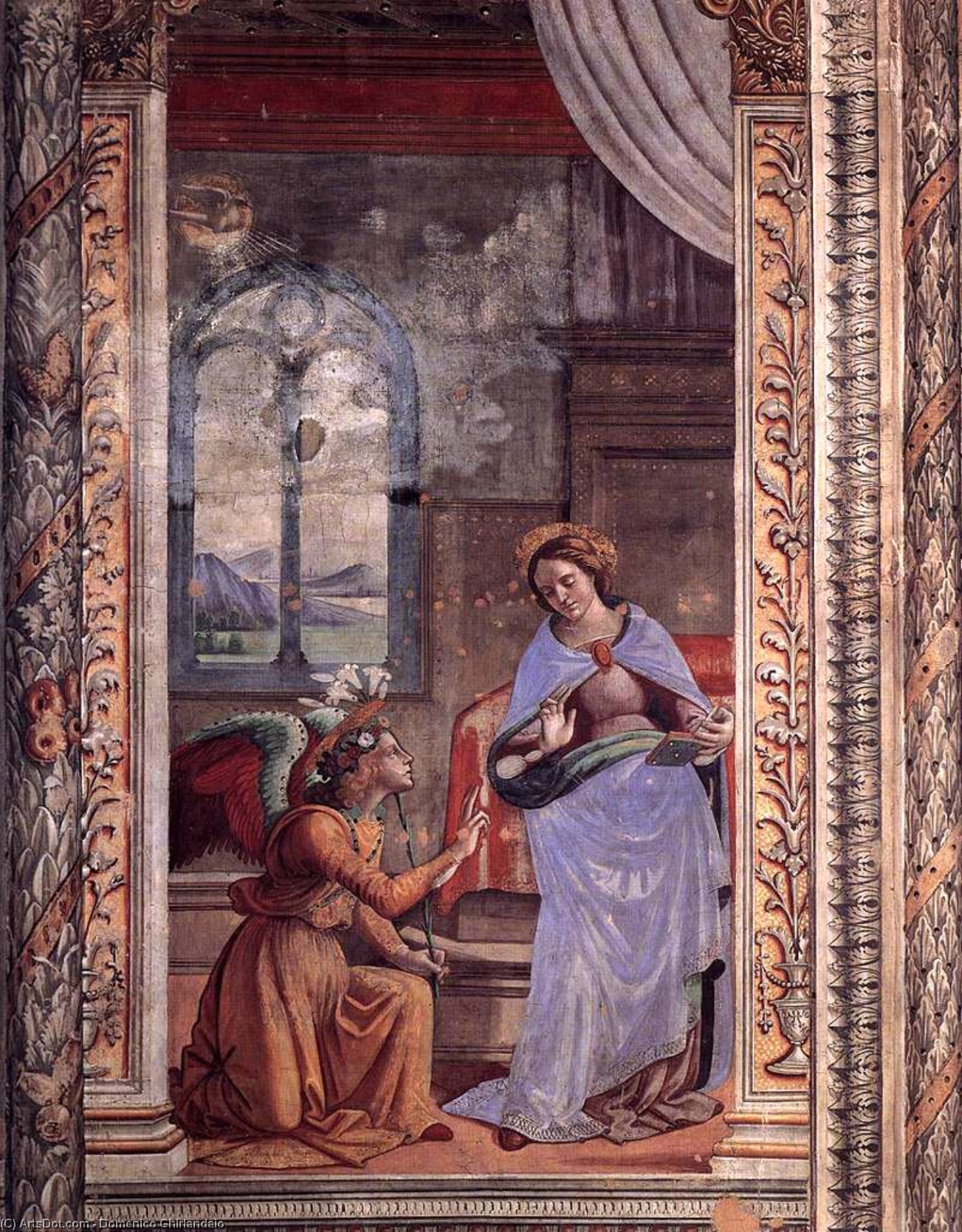 Wikioo.org - The Encyclopedia of Fine Arts - Painting, Artwork by Domenico Ghirlandaio - 3.rear wall and vaults - Annunciation