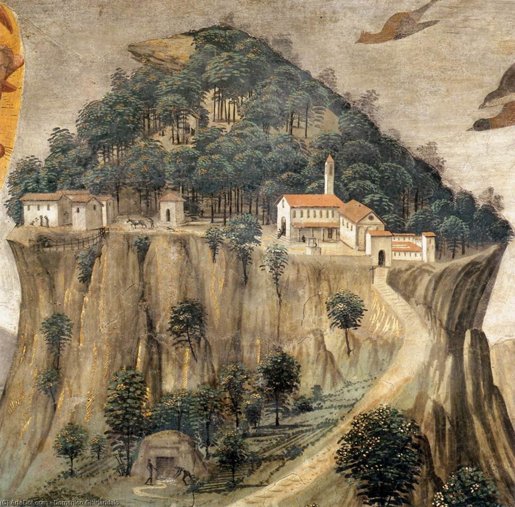 Wikioo.org – L'Enciclopedia delle Belle Arti - Pittura, Opere di Domenico Ghirlandaio - affreschi - Stigmata di st Francesco ( particolare )