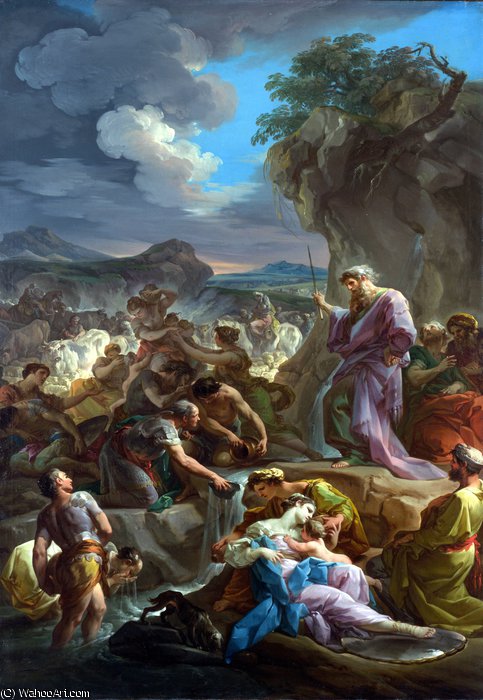 Wikioo.org - The Encyclopedia of Fine Arts - Painting, Artwork by Corrado Giaquinto - Moses striking the Rock