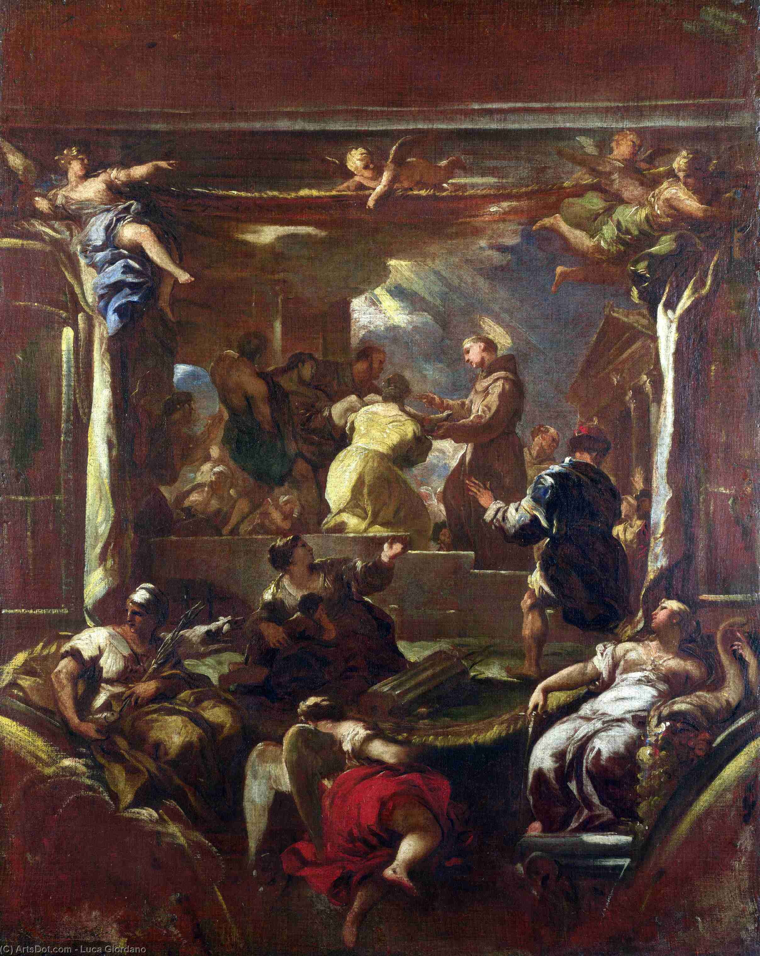 WikiOO.org - Encyclopedia of Fine Arts - Maľba, Artwork Luca Giordano - Saint Anthony of Padua restores the Foot of a Man