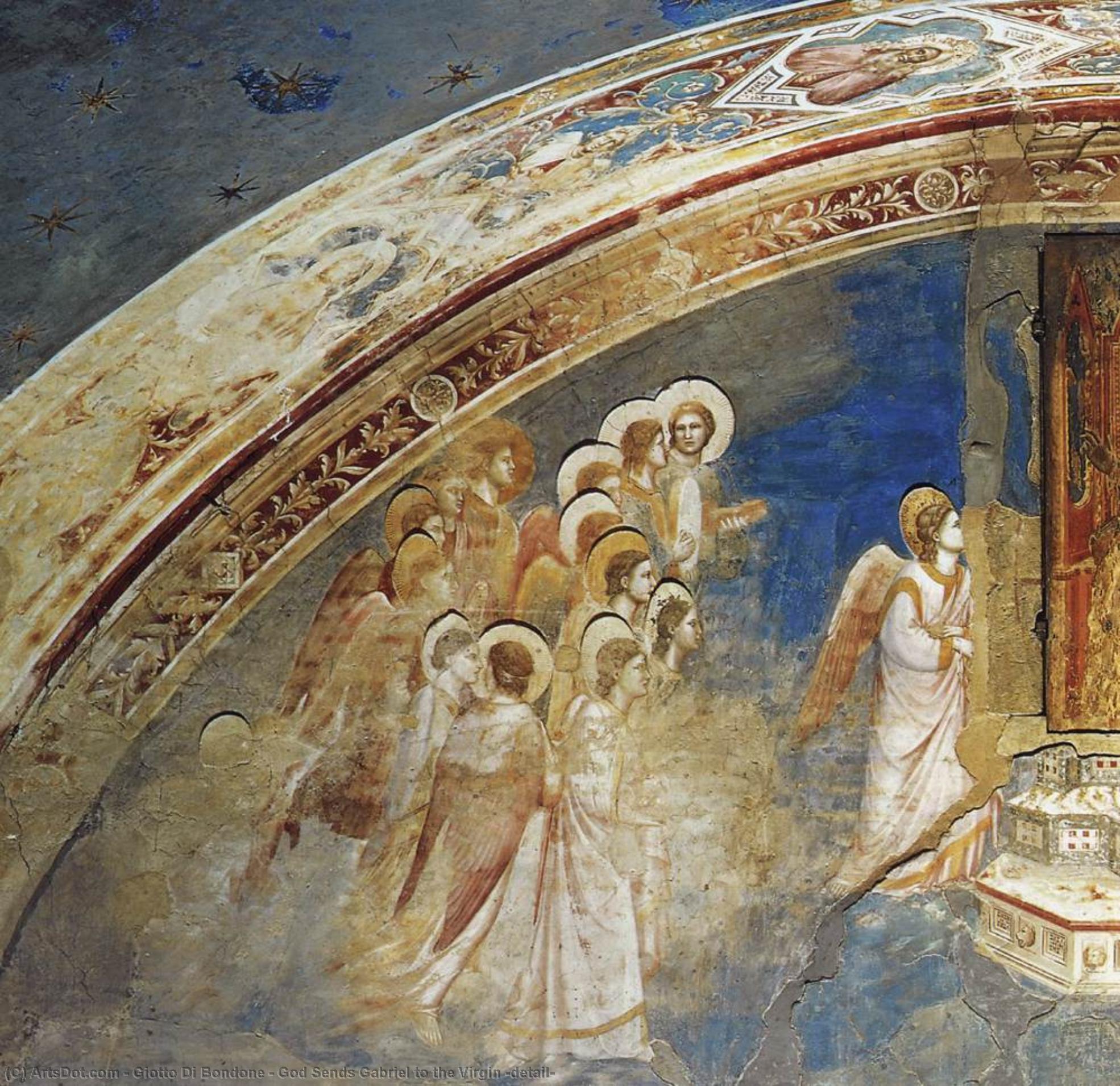 Wikoo.org - موسوعة الفنون الجميلة - اللوحة، العمل الفني Giotto Di Bondone - God Sends Gabriel to the Virgin (detail)