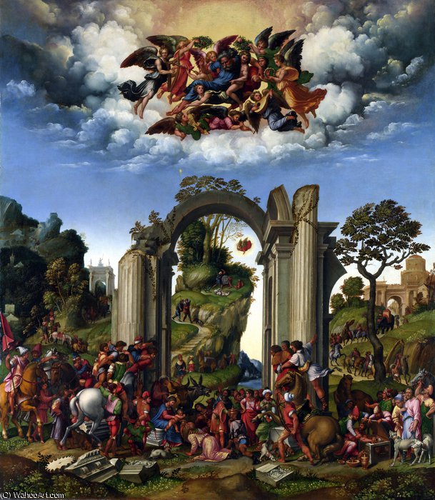 WikiOO.org - Güzel Sanatlar Ansiklopedisi - Resim, Resimler Girolamo Da Treviso The Younger - Adoration of the Kings
